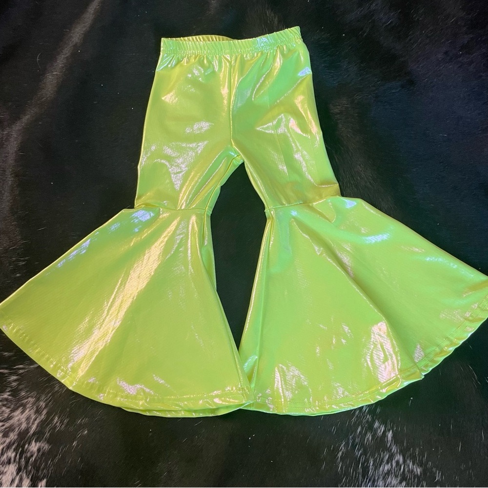 New Shiny Neon Electric Yellow Bell Bottoms Bells Size 18 24 Months Small